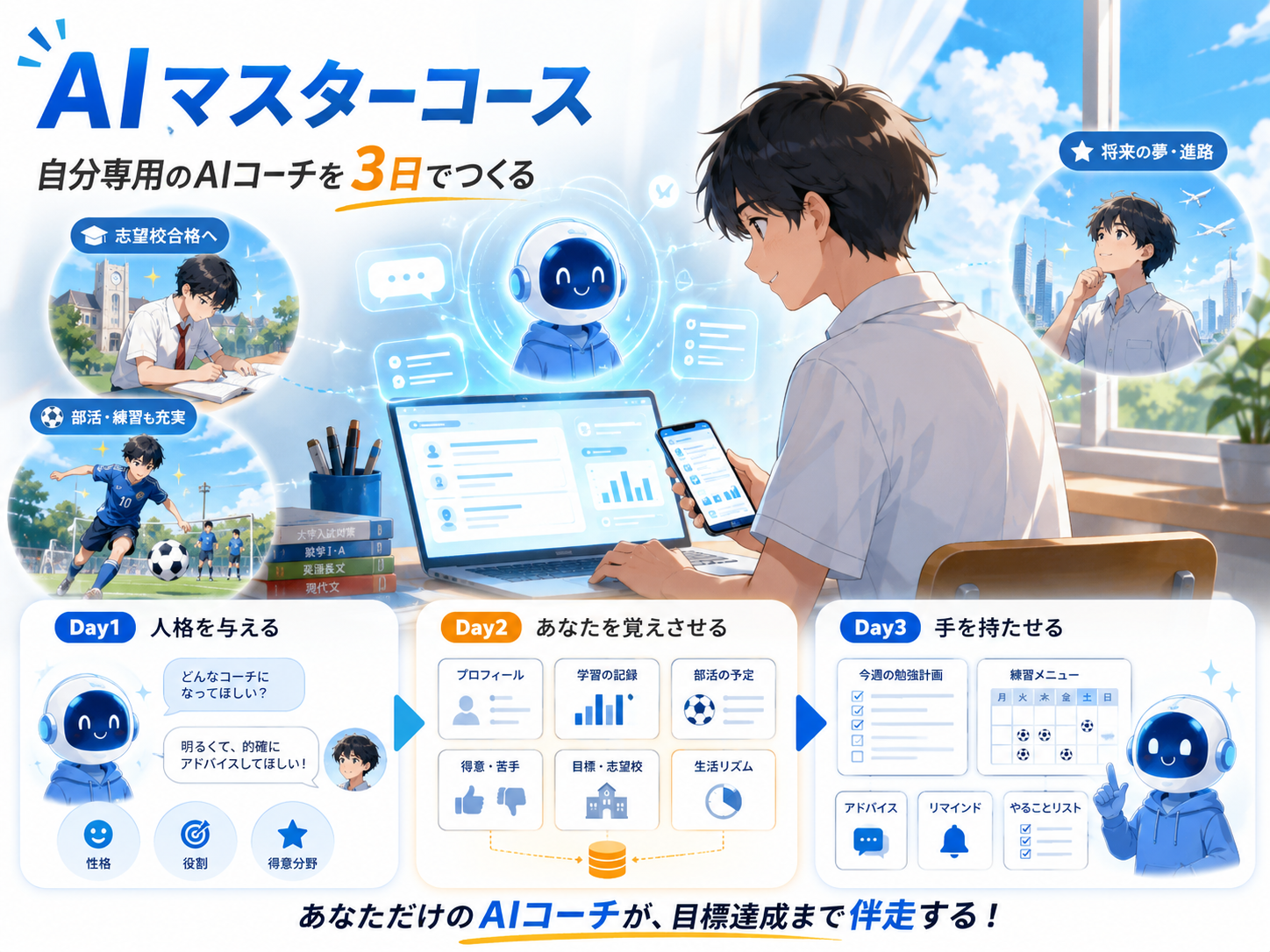 自分専用のAI専属コーチをつくるAIマスターコースのイメージ