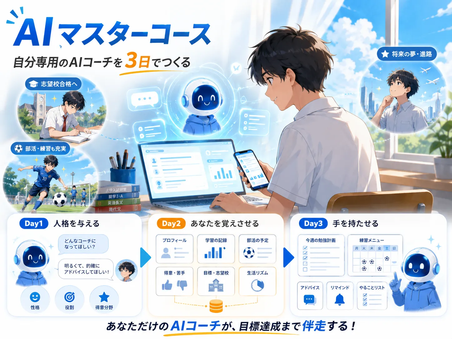 自分専用のAI専属コーチをつくるAIマスターコースのイメージ
